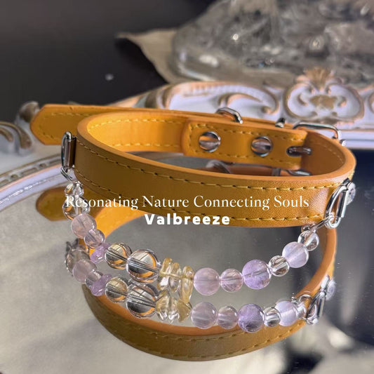 Valbreeze Crystal Healing Vegan Leather Dog Collar - Radiant Guardian