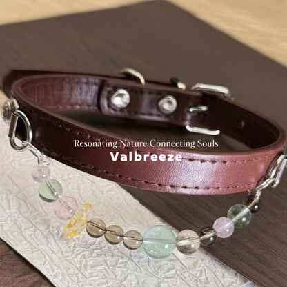 Valbreeze Earthy Guardian 5-Crystal Healing Vegan Leather Dog Collar