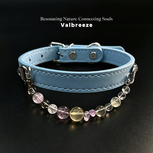 Valbreeze Crystal Healing Vegan Leather Dog Collar - Blue Guardian