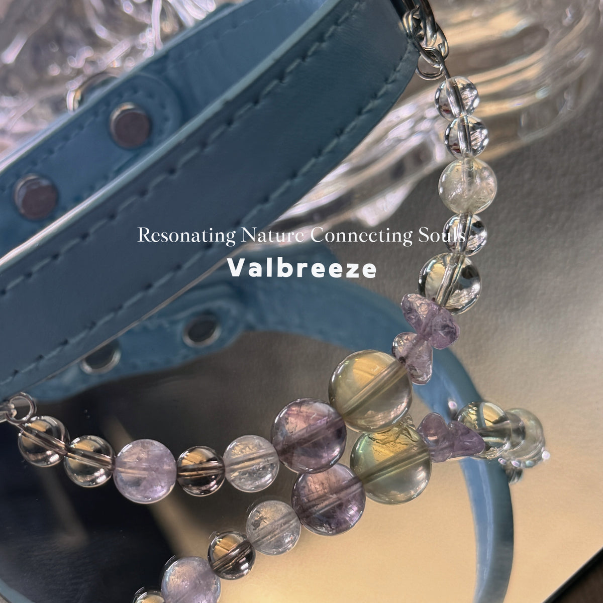 Valbreeze Crystal Healing Pet Energy Crystal Dog Collar - Blue Guardian