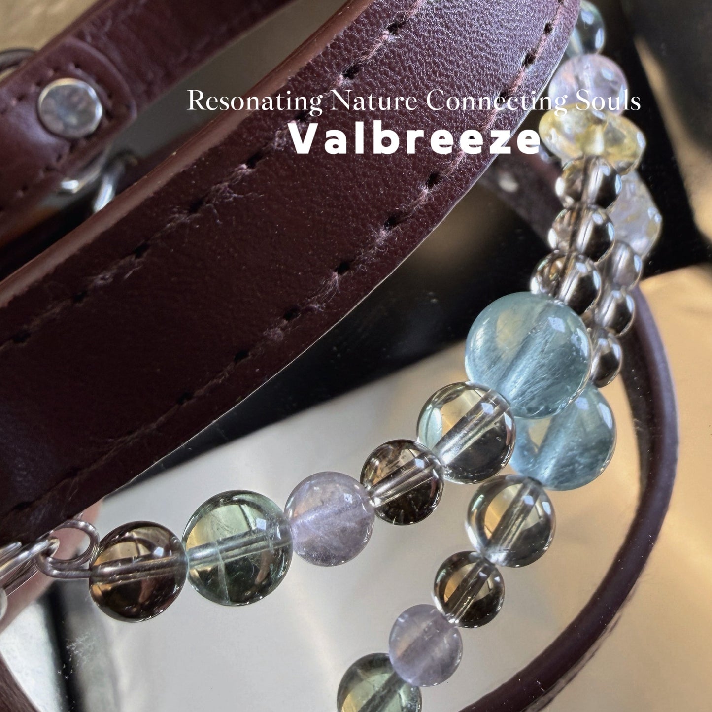 Valbreeze Earthy Guardian 5-Crystal Healing Vegan Leather Dog Collar