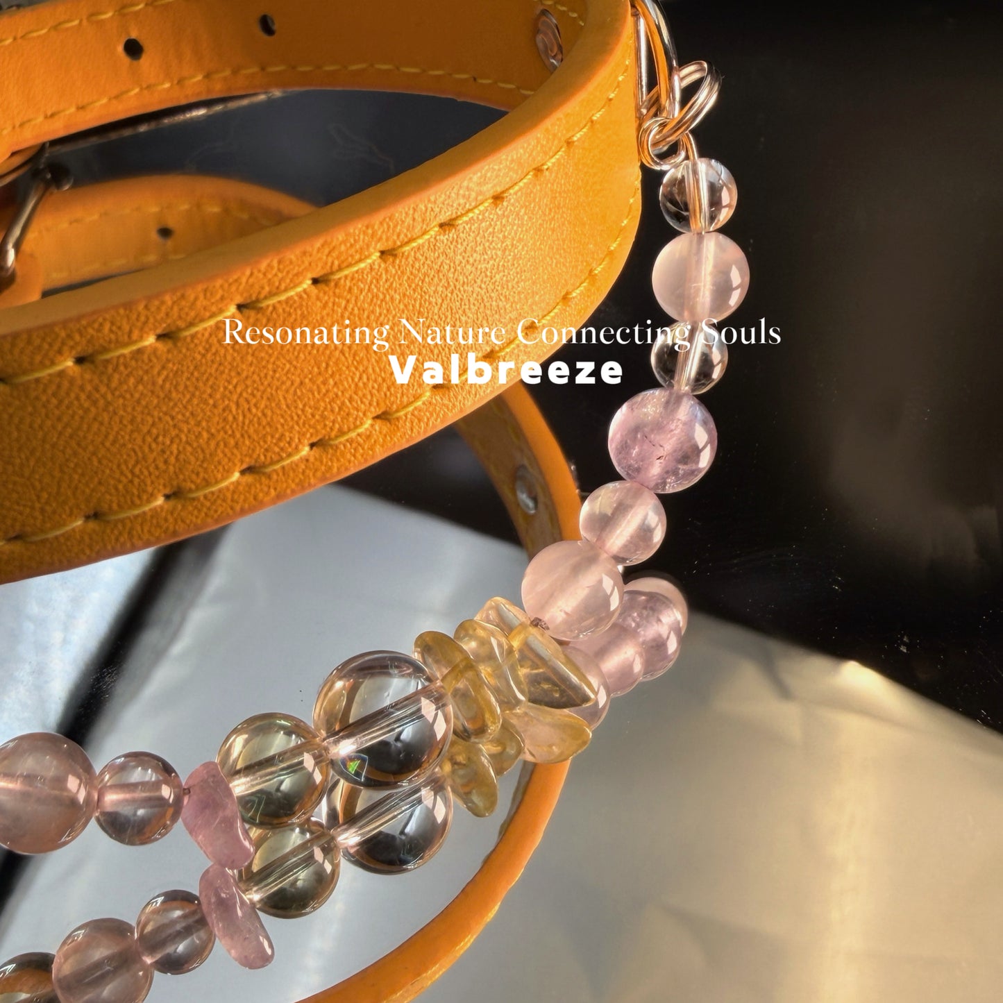 Valbreeze Crystal Healing Vegan Leather Dog Collar - Radiant Guardian